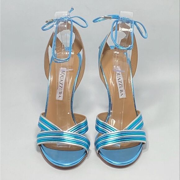 Aquazzura Ari Metallic Leather Ankle-Tie Sandals size 36.5 - Picture 5 of 11